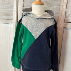 Janie and Jack Color Block Sweatshirt | Size 4 | Green/Navy/Gray | Cotton Blend